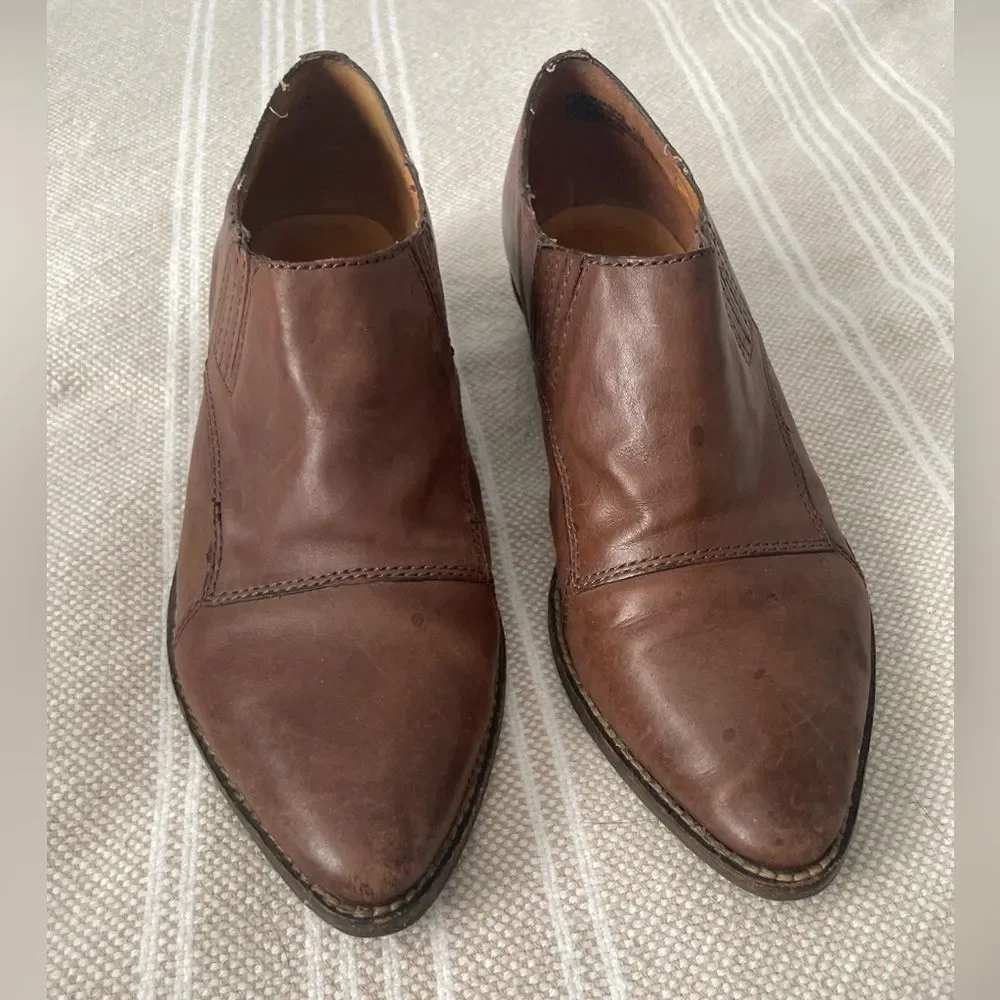 Nicole Vintage Brown Leather Ankle Booties 7.5 Western